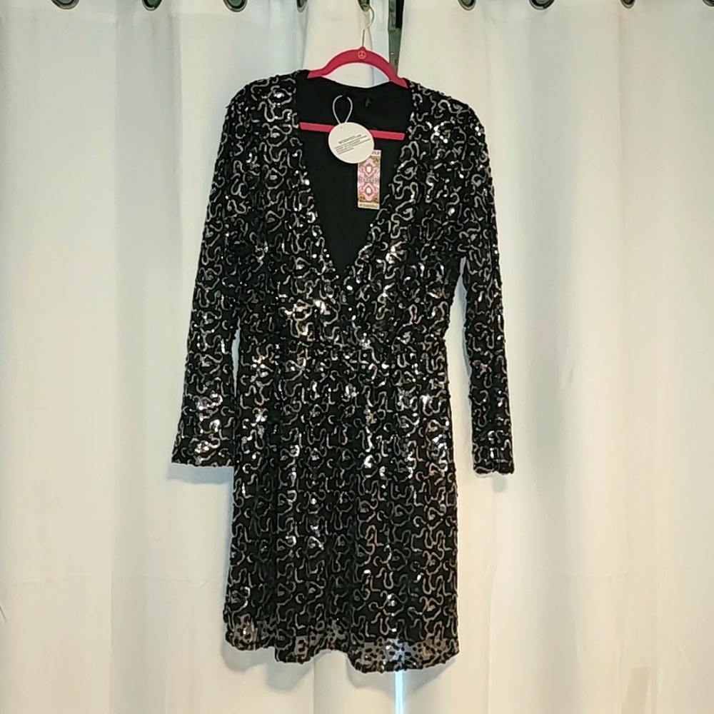 Sequin Black long sleeve cocktail dress